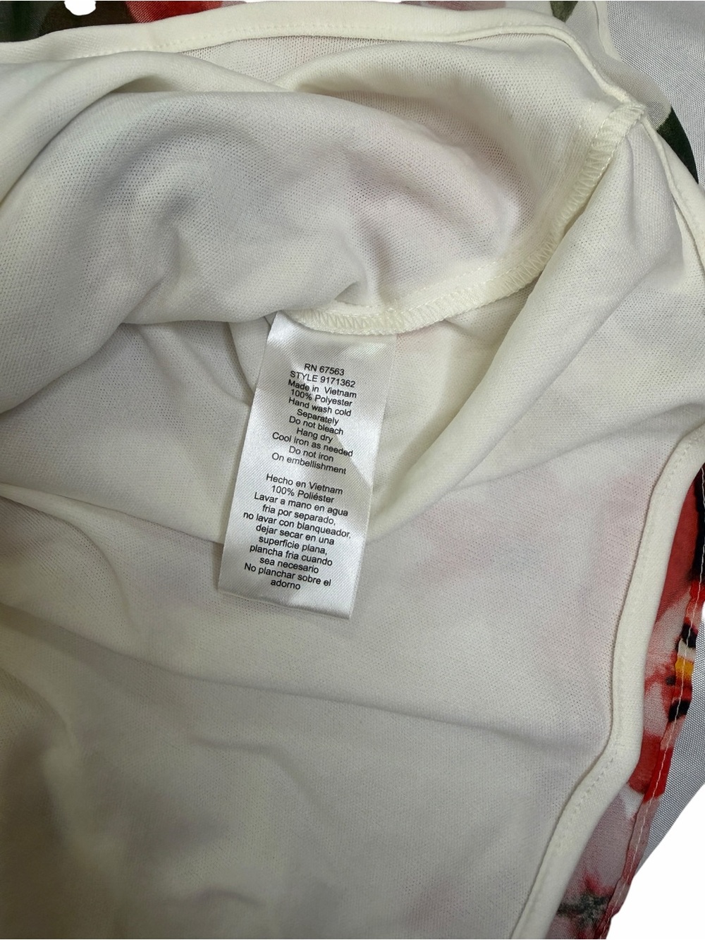 SLNY White Chiffon Dress with Red Floral Print Whimsical Flowy Romantic - Picture 4 of 4